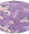 TODIYADDU Purple Rose Butterfly Electric Pressure Cooker Cover Round Protective Cover Bag with Pocket and Handle for Instant Pot or Rice Cooker Kitchen Small Appliance Dust Covers Nice Holiday Gifts