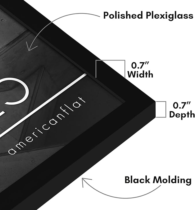 Americanflat 19x25 Poster Frame with Polished Plexiglass - Streamline Collection - Thin Border Picture Frame for Wall Display - Hanging Hardware Included - Black