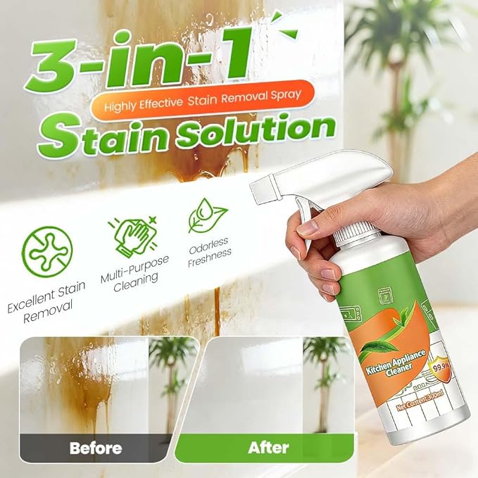 Kafia Natural Enzyme Formula to Household Appliances,Electrolyzed Ion Kitchen Cleaner Spray,Kitchen Appliance Cleaner,For Hold,Oven,Stove,Range Hood (300ML-1PCS)