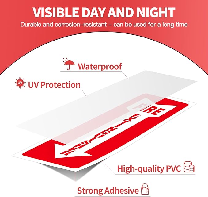 4 PCS Fire Extinguisher Signs,Glow in The Dark fire Extinguisher Sticker, 4"x12" Photoluminescent PVC Vinyl, High Adhesion UV Waterproof Label for Indoor Outdoor, Office, School, Hospital Use