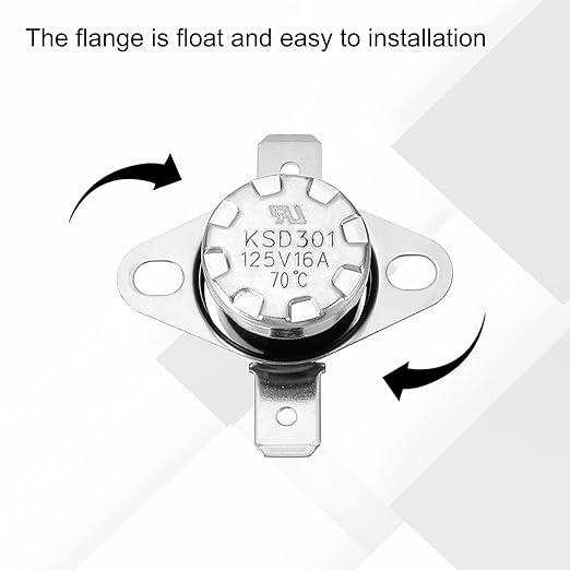 uxcell 4 Pcs KSD301 Thermostat 70°C/158°F 16A Normally Closed N.C Adjust Snap Disc Temperature Switch for Microwaves,Oven,Coffee Maker,Bakelite Material