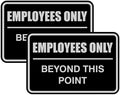 All Quality Classic Framed Employees Only Beyond This Point Wall or Door Sign | Easy to Install Business Signage - Small (Brushed Silver) 2 Pack