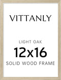 Vittanly 12x16 Picture Frame, Solid Wood Frame with Plexiglass, Includes 8.5x11 Mat, Wall Hanging for Photos, Home Decor, Light OAK, 1 Pack