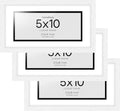 Homeforia 5x10 Business License Frame White, High End Oak 5 x 10 White Wood Document Certificate Frame with Mat 4x9, 10x5 Wooden Picture Frames for Wall or Tabletop, Tempered Glass, Wall Kit, Set of 3