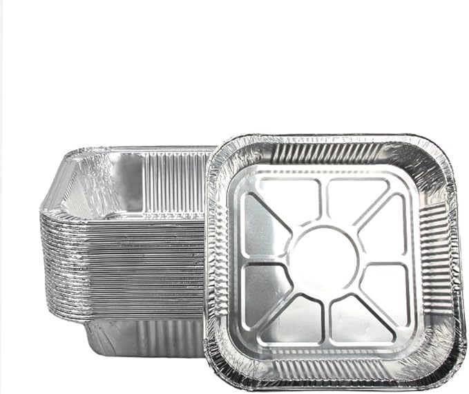 Non-Stick Disposable Air Fryer Aluminum Foil Liners Square 50PCS, Oil-Proof Aluminum Foil Tin Box Also for Steamer Basket Instant Pot Oven & Grill (7 * 7 Inch-Square)