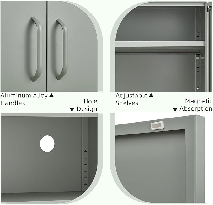Metal Storage Cabinet,Short Locker Cabinet with Storage,Modern Cabinet for Bedroom,Classroom,Green