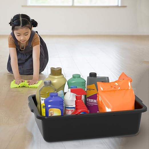 35 L Black Plastic Large Bus Box, Plastic Commercial Bus Tub, 4 Packs