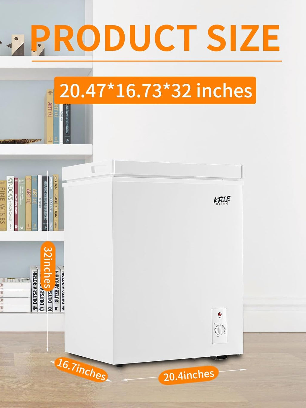 5.0 Cu.Ft Chest Freezer with a Removable Basket, Deep Freezer with 7 Gears Temperature Control (-16F to -48F), for House, Kitchen, Garage, Basement, Shop, White