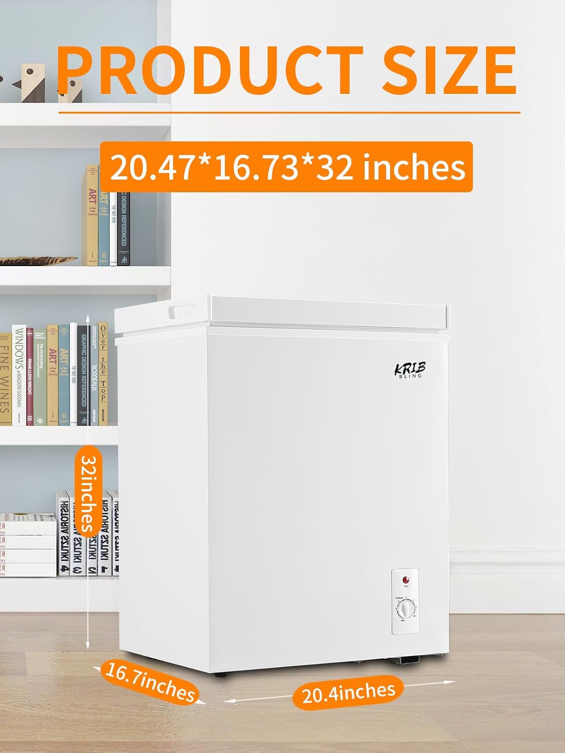 5.0 Cu.Ft Chest Freezer with a Removable Basket, Deep Freezer with 7 Gears Temperature Control (-16F to -48F), for House, Kitchen, Garage, Basement, Shop, White