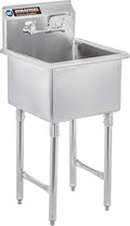 DuraSteel 304 Stainless Steel Utility Sink - 18 Inch Freestanding Prep Sink with Faucet - Dual CEC & NSF Certified Wash Station for Kitchen, Laundry, Garage & Restaurant