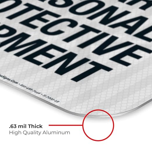 Think Safety First Wear Personal Protective Equipment Sign, 12x18 Inches, 3M EGP Reflective .063 Aluminum, Fade Resistant, Made in USA