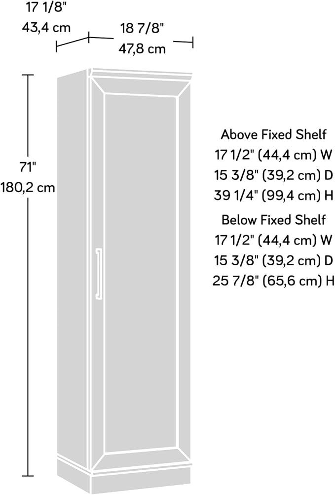 Sauder HomePlus Narrow Pantry Storage Cabinet Slim Single Door with Adjustable Shelves, Kitchen Storage Cabinet, in Soft White
