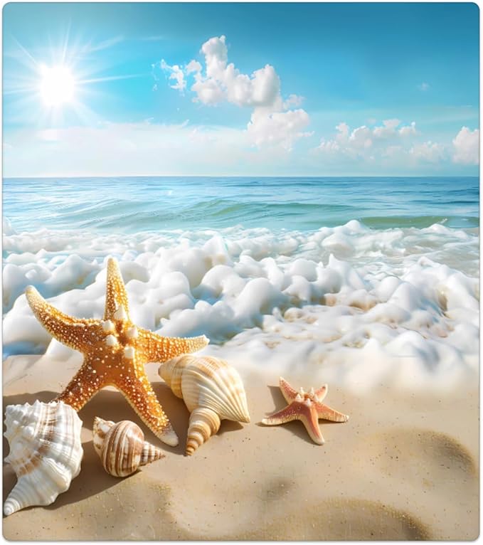 Dishwasher Magnet Cover Ocean Sea Beach Starfish Seashell Reusable Dishwasher Magnetic Cover Sticker Decorative Dish Washer Door Cover Panel for Home Kitcen Appliance