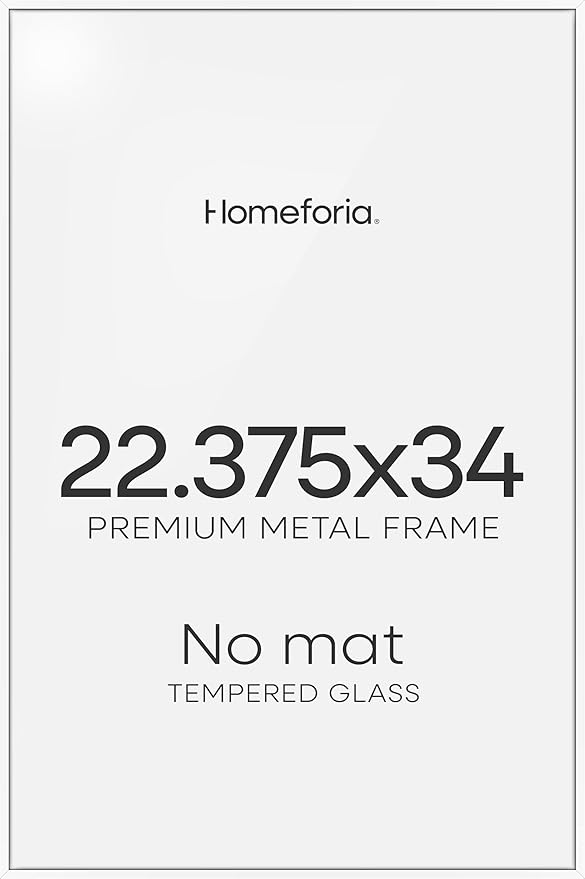 Homeforia 22.375x34 White Puzzle Frame, High End Metal 22.375 by 34 Picture Frames without Mat, 34 x 22.375 Thin Poster Frame for Wall, 22.375by34 Puzzle Photo Frame, Tempered Glass, Wall Kit, Set of 1