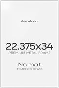 Homeforia 22.375x34 White Puzzle Frame, High End Metal 22.375 by 34 Picture Frames without Mat, 34 x 22.375 Thin Poster Frame for Wall, 22.375by34 Puzzle Photo Frame, Tempered Glass, Wall Kit, Set of 1