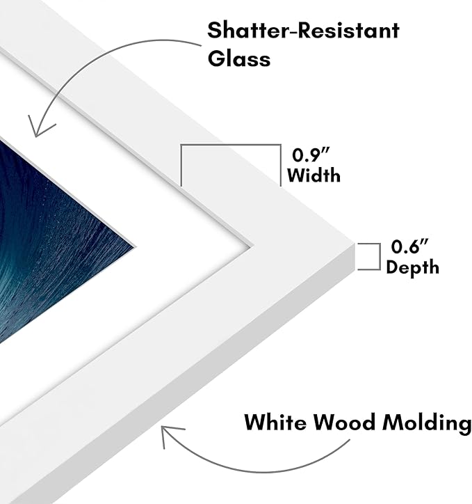 Americanflat 10x10 Picture Frame with Shatter-Resistant Glass - Use as 8x8 Frame with Mat or Display 10x10 Photo Without Mat - Signature Collection - Square Frames for Wall Display - White