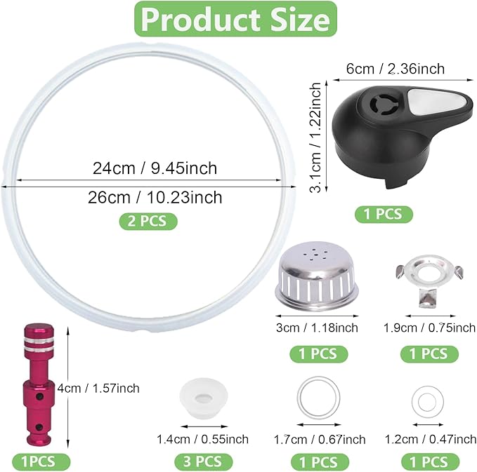 11 PCS Instant Pot Replacement Parts for Lux 8 QT, Instant Pot Accessories Include Sealing Ring, Steam Release Valve, Anti-Block Shield, Valve Sealing Ring, Float Valve and Gasket