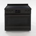 36 Inch Professional Induction Range with Convection Oven, Air Fry, 5 Burner Electric Stove, Pizza Stone - Black Stainless Steel
