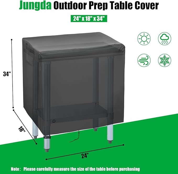 Outdoor Prep Table Cover, 24 Inch Waterproof Stainless Steel Prep Cart Table Cover,Patio kitchen Grill Bbq Food Prep Table Cover - 24 x 18 x 34 Inch