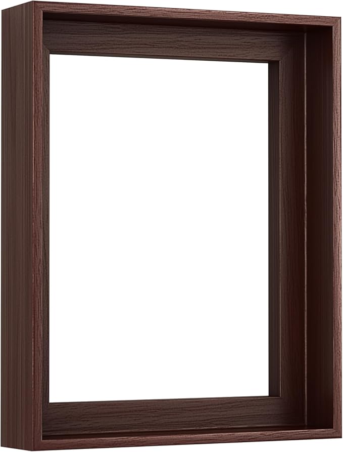 ART Canvas Floater Frame Fits 1”–1.25”Deep Gallery-Wrapped Canvas, Wood-Look Floater Frames for Finished Stretched Canvas Prints, Wall Oil Paintings Artwork for Home Bedroom (Dark Wanut, 10" x 20")
