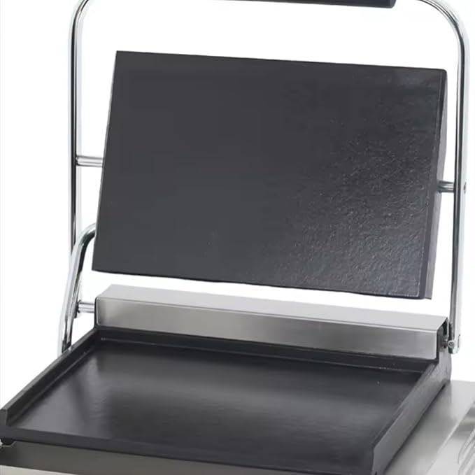Commercial Panini Press With Grooved Grill Sandwich Maker Machine Electric Contact Grill Single (Large Smooth Top&Bottom)