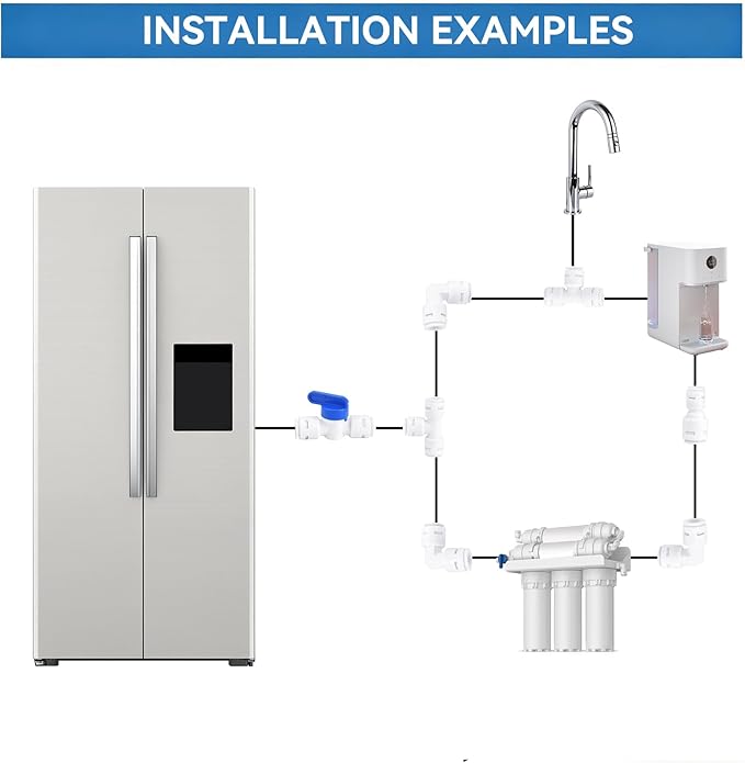 16.4 feet Refrigerator Water Supply Hose Kit Compatible with RO Reverse Osmosis Systems and Ice Maker Water Supply Assemblies Faucet Water Filter Connector Quick-Connect Fitting Water Hose Splitter