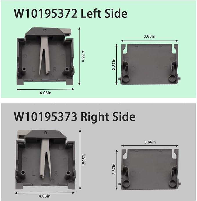 W10195372 W10195373 Dishwasher Dishrack Adjuster Housing, For WDT750SAHZ0 WDT730PAHZ0 Upper Rack Parts For Whirlpool Kenmore Dishwasher Top Rack Parts （2pcs）