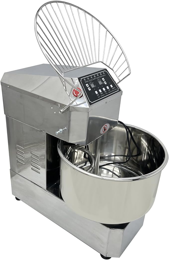 TECHTONGDA Commercial Dough Mixer Food Mixer with Time Setting, 40L Stainless Steel Stand Mixer for Bakery, Pizzerias & Kitchens, Heavy Duty Pizza & Bread Dough Mixer with Double Action, Double Speed