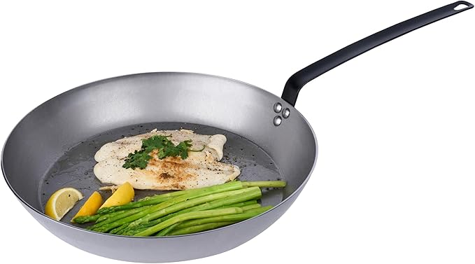Restaurantware Met Lux 16 Inch Fry Pans, 6 No-Stick Frying Pans - Induction-Ready, Triple-Riveted, Silver Carbon Steel Cooking Skillets, Durable, For Searing, Sauteing, And Browning Food