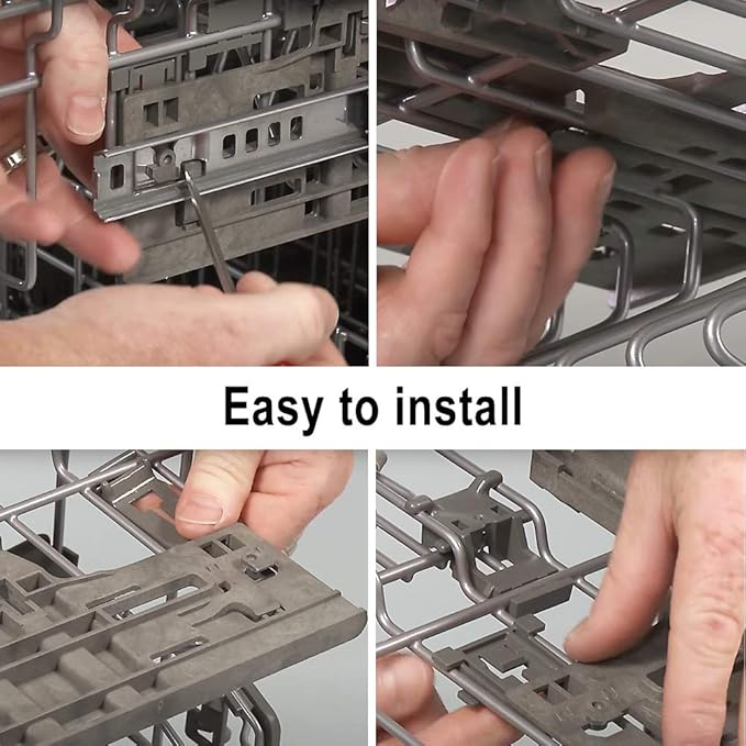 Upgraded W10546503 WPW10546503 Dishwasher Top Rack Adjuster kit Fit for Kitchen-aid Dishwasher Parts Upper Rack, with W10195840 & W10195839 & W10250160 for Whirl-pool ken-more Dishwasher by AMI PARTS