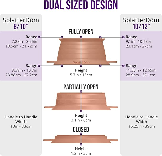 L.I.Q Silicone Splatter Guard – Fits 10 and 12 Inch Pots (25 and 30 Centimeters) – Microwave Safe and Durable SplatterDom - Includes 10” Lid - Food and Oil Splash Guard (Terra Cotta, Large)