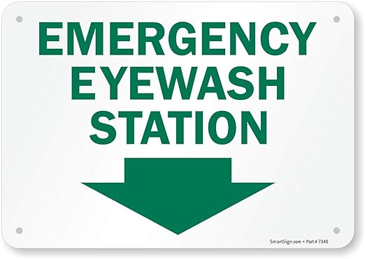 SmartSign - S-1441-PL-10 "Emergency Eyewash Station" Sign With Down Arrow | 7" x 10" Plastic 10" x 7" Plastic