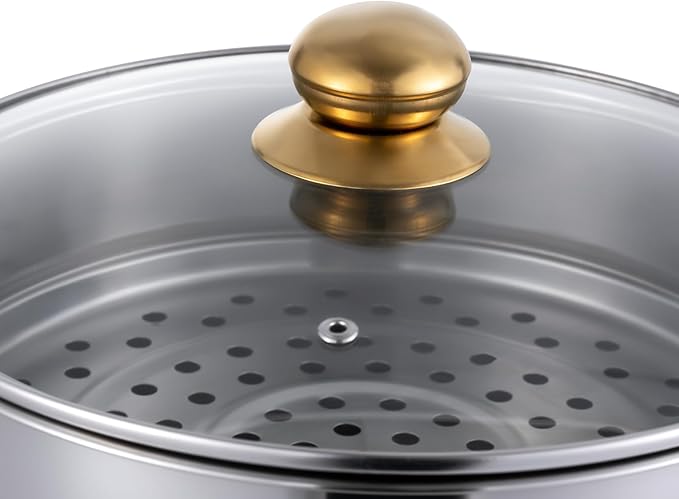 Stainless Steel Steamer Pot, 11.8-Inch Steamer for Cooking, 5-Tier Food Steam Pots with Lid for Cooking Vegetables, Seafood, Soups, Stews, Dumplings and Pasta