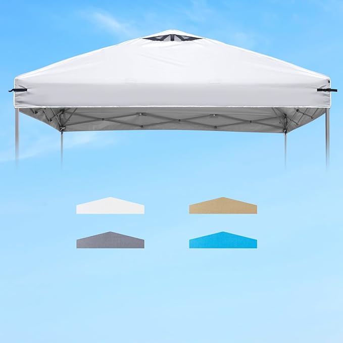 8x8 Canopy Replacement Top Cover with Air Vents for Pop up Canopy Gazebo Tent, with Adjustable Strap, Waterproof & Anti-UV for Outdoor Shade (Frame Not Included) (Off White)