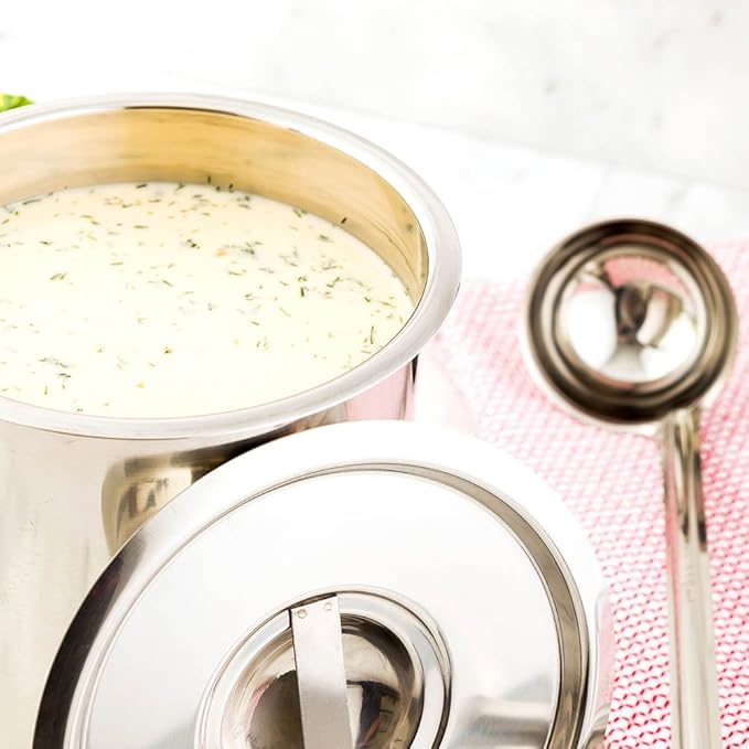 Restaurantware LID ONLY: Met Lux Lid For 3.5 Quart Bain Marie 1 Stainless Steel Lid For Bain Marie Pot - Built-In Handle Pot Sold Separately