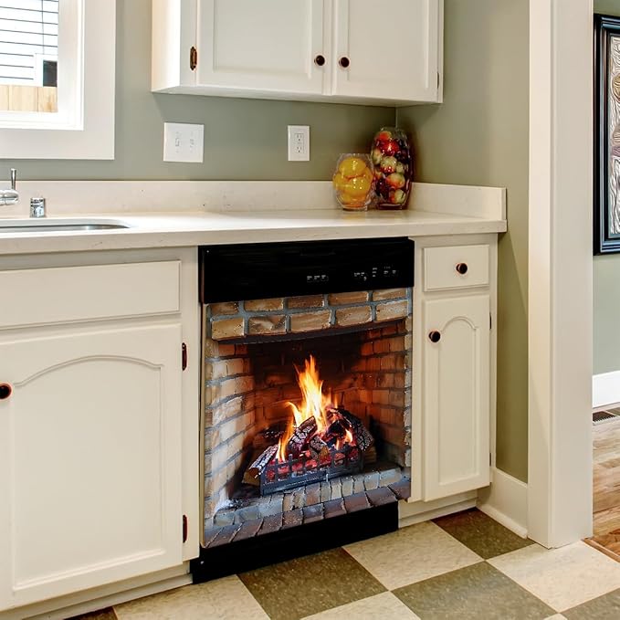 Christmas Xmas Dishwasher Magnet Cover Christmas Fire Fireplace Dishwasher Decorative Cover Front Dishwasher Door Cover Reuseable Dishwasher Cover Panel Kitchen Refrigerator Home Appliances 23" X 26"