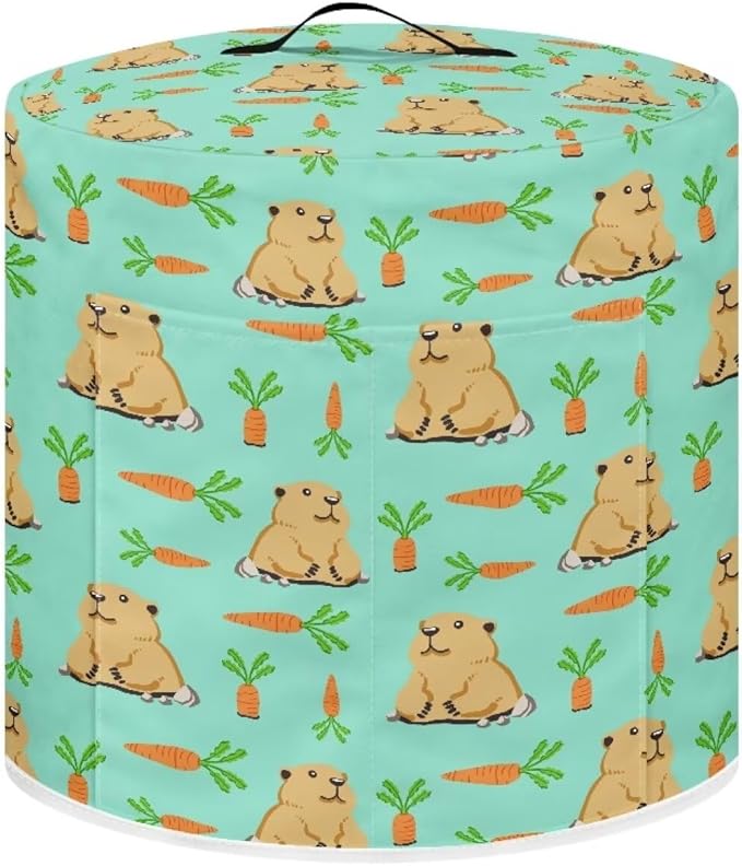 Pressure Cooker Cover for Women,Groundhog Carrot Insulated Rice Cooker Cover with Easy to Clean Lining Waterproof Dust Cover with Pockets for Instant Pot 3 Quart Appliance Cover