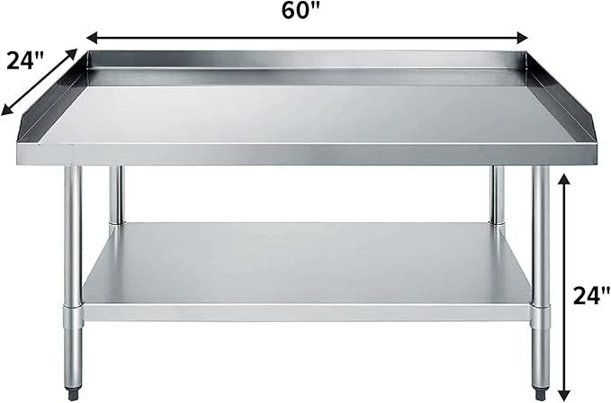 NSF Certified 18 Gauge Heavy Duty Stainless Steel Equipment Grill Stand with Undershelf for Kitchens, Utility Rooms, Caterers & Auto