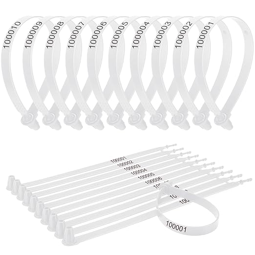 Roowest 1000 Pcs Plastic Truck Trailer Door Seals, Tamper Evident Security Tags, Numbered Safety Disposable Locks for Container Logistics Transport Package Shipping(White)