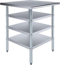 30 in. x 30 in. Stainless Steel Work Table with Three Bottom Shelves | NSF Kitchen Prep Table | Utitly Metal Table