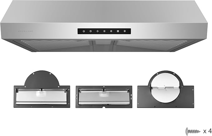 Hauslane Range Hood 30" Under Cabinet,3-Way Venting Kitchen Range Hood | Heavy Duty Hood Range, Quiet Vent Hood | Dishwasher Safe Baffle Filters, Stainless Steel Range Hoods PS60