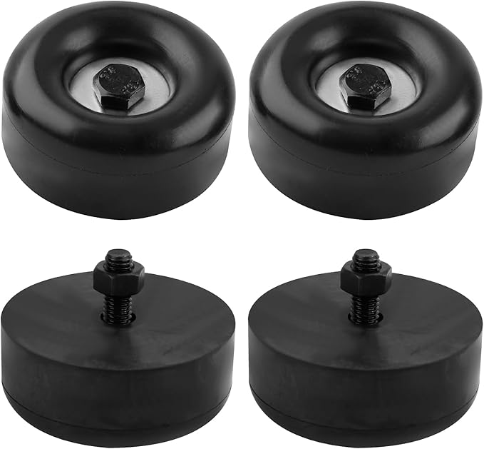 2.5" Trailer Ramp Door Bumper, Round Rubber Bump Stops with Screw Kit for Cargo Trailer Ramp Doors & Truck Gates, Pressure Washers, Air Compressors, Pumps, and More Equipment - 4 Pack