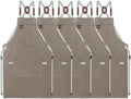 5 Pack Kitchen Apron, Work Apron, Canvas, Multiple Pockets, Gardening, Painting, BBQ, Artist, Carpenter, Sizes M to XXL, Dark Gray