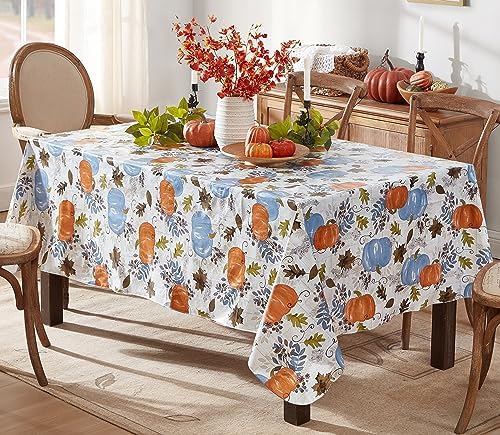 Newbridge Thanksgiving Blue Pumpkin 52 x 70 Inch Rectangle Vinyl Tablecloth