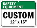Custom Safety Equipment Sign, Ansi Sign, Osha Compliant, 12x16 Inches, Post Holes, Rust Free .040 Aluminum, Fade Resistant, Indoor/Outdoor Use, Made in USA by My Sign Center