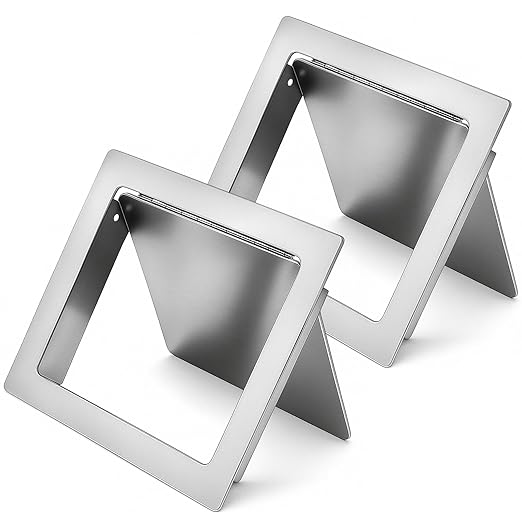 2 Pcs 304 Stainless Steel Trash Chute Lid Replacement, 7" x 9" Side Mounted Trash Chute with Hinged Inward Flip Garbage Bin Lids for Home Bathroom Commercial Cabinet Kitchen (Side-swing Lid)