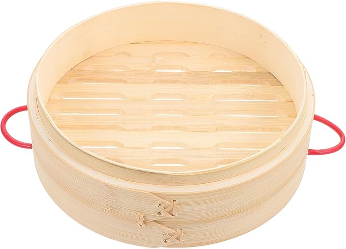 Steamer Basket with Cover 20cm Red-ear Double Handle Food Steamer for Vegetables Dumplings and Bao Buns Household and Commercial Cooking