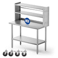 48x24 in NSF All Stainless Steel Table with Adjustable Shelf & Pegboard Panels & Casters, Kitchen Prep Table Commercial Heavy-Duty Worktable with Large Space Storage for Restaurant Garages