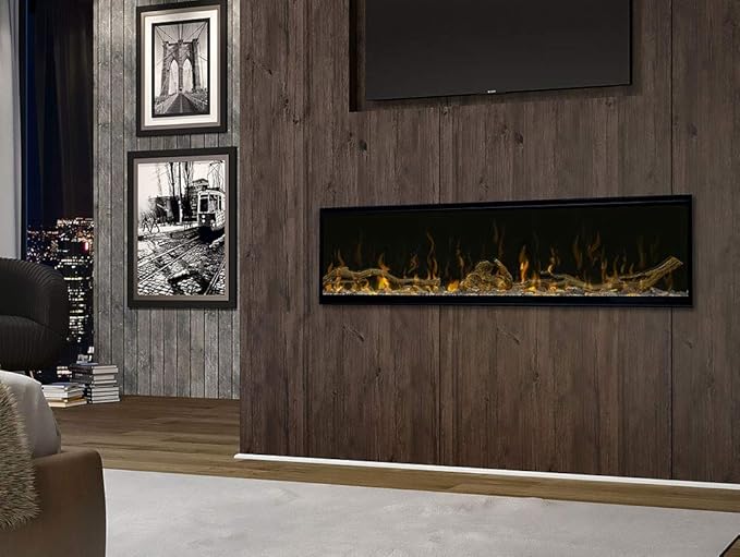 Dimplex IgniteXL 60 inch Built-in Linear Electric Fireplace with Driftwood and River Rock Accessories - Black, XLF60 & LF74DWS-KIT
