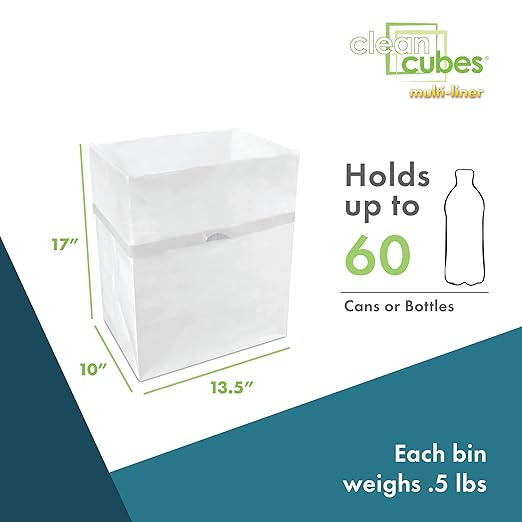 13 Gallon Disposable Pop-Up Trash Cans (3-Pack, Multi-Liner) with Fitted Bags – Foldable Garbage & Recycling Bins for Parties, Events & Kitchen (White, 17" H x 13.5" W x 10" D)